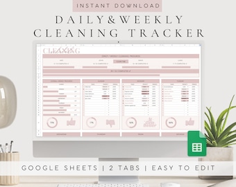 Google Spreadsheet Cleaning Checklists| Weekly House Chores| Clean Home Routine Planner| Monthly Cleaning Tracker| Family Home Cleaning List