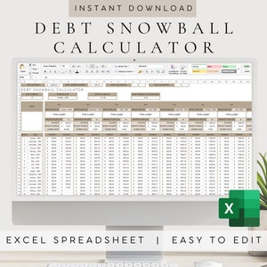Plantilla de hoja de cálculo de bola de nieve de deuda Excel / Plantilla de calculadora de pago de deuda/ Excel de bola de nieve de deuda/ Rastreador de pagos de tarjetas de crédito/ Presupuesto personal