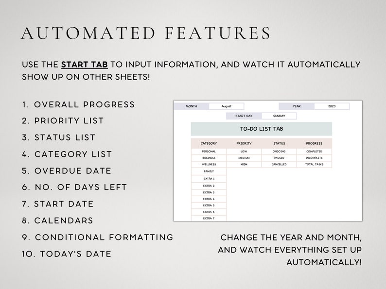 Task Tracker and Smart Calendar Template Excel, Daily Monthly Planner ...