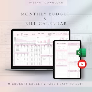 Szablon arkusza kalkulacyjnego budżetu w programie Excel | Miesięczny planer budżetu | Planer finansowy | Śledzenie budżetu w programie Excel | Planer finansów cyfrowych | Śledzenie rachunków