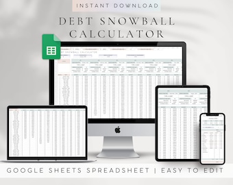 Kalkylbladsmall för skuldbetalningsspårning Google Sheets | Snöbollskalkylator för skulder Google Sheets | Skuldbetalningsspårning | Budgetkalkylblad
