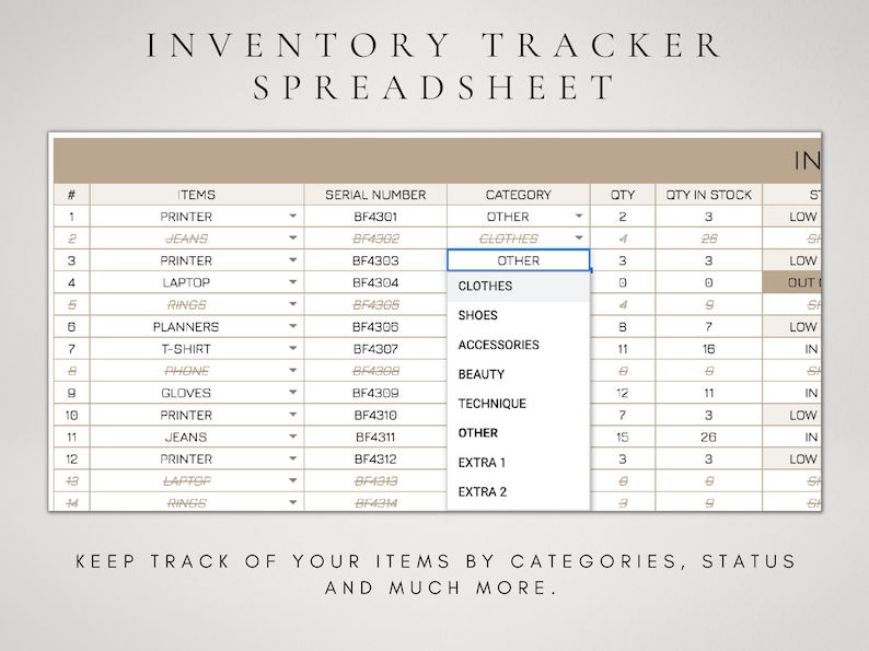 Google Sheets Inventory Tracker Spreadsheet | Product Management Tool ...