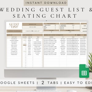 Wedding Guest List Template Google Sheets | Wedding Seating Chart ...