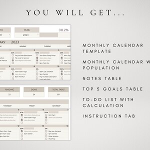 Digital Monthly Calendar 2024 2025 Google Sheets Task - Etsy