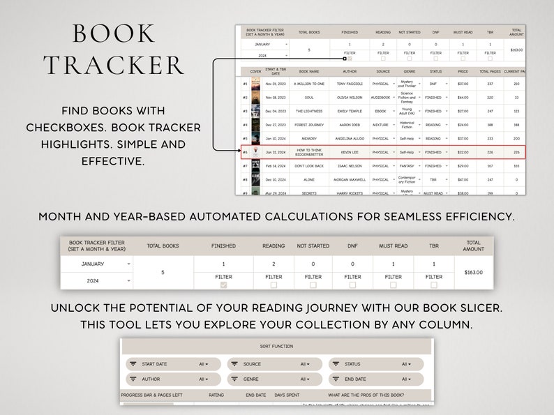 Google Sheets Book Tracker Spreadsheet | Digital Reading Journal ...