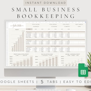 Small Business Bookkeeping Spreadsheet Template Google Sheets | Easy Bookkeeping Template | Sales Tracker |Business Expense & Income Tracker