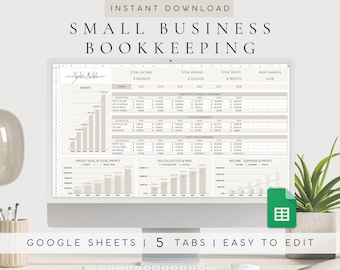Small Business Bookkeeping Spreadsheet Template Google Sheets | Easy Bookkeeping Template | Sales Tracker |Business Expense & Income Tracker