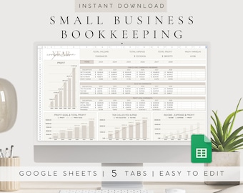 Puede incluir: Una hoja de cálculo contable digital en un monitor de computadora, con tablas y gráficos para el seguimiento financiero de pequeñas empresas. La interfaz incluye secciones para ingresos totales, gastos, beneficios y datos fiscales con etiquetas como Year-to-Year Comparison Dashboard.