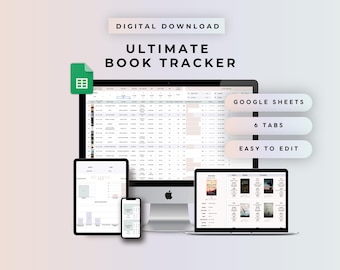 Digital Reading Tracker Spreadsheet Google Sheets, Book Goals Habit Planner, Reading Log Journal Template