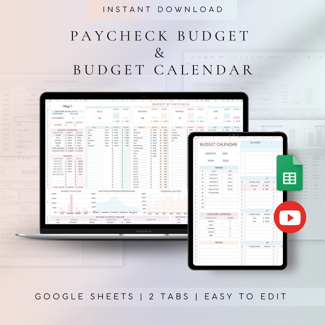 Budget Tracker | Paycheck Budget | Bill Tracker | Debt Tracker ...
