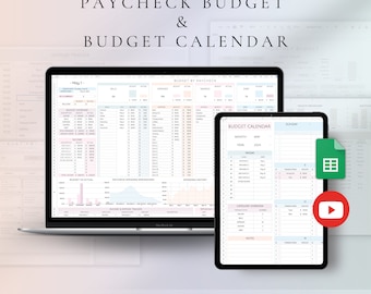 Hoja de cálculo de presupuesto / Calendario de presupuesto de nómina en Google Sheets / Seguimiento de facturas, deudas, ahorros, ingresos y gastos / Finanzas personales