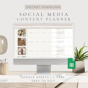 Planilha do Google Sheets para Mídias Sociais | Planejador Digital de Marketing no Instagram 2026 | Rastreador de Conteúdo para Blog