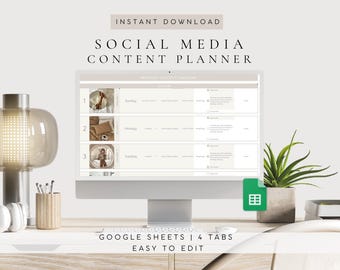 Google Sheets Social Media Spreadsheet | Instagram Marketing Digital Planner 2026 | Blog Content Tracker