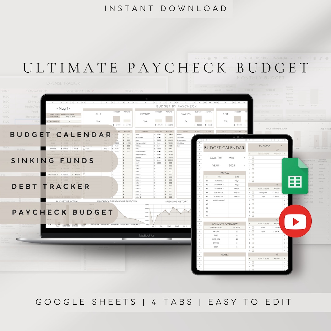 Monthly Pay Check Routine Budget Spreadsheet | Paycheck Budget Spreadsheet Google Sheets ...