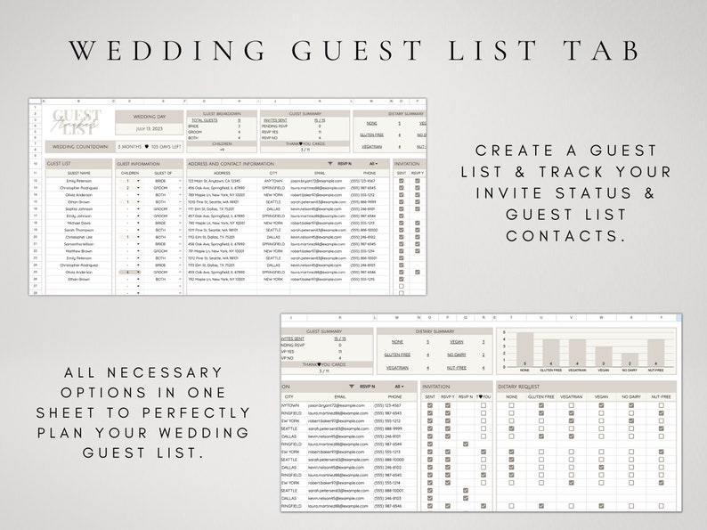 Hochzeit Gästeliste Vorlage Hochzeit Gästeliste Google Sheets Hochzeit Spreadsheet Google Sheet Digitale Gästeliste für Hochzeitsevent Bild 3