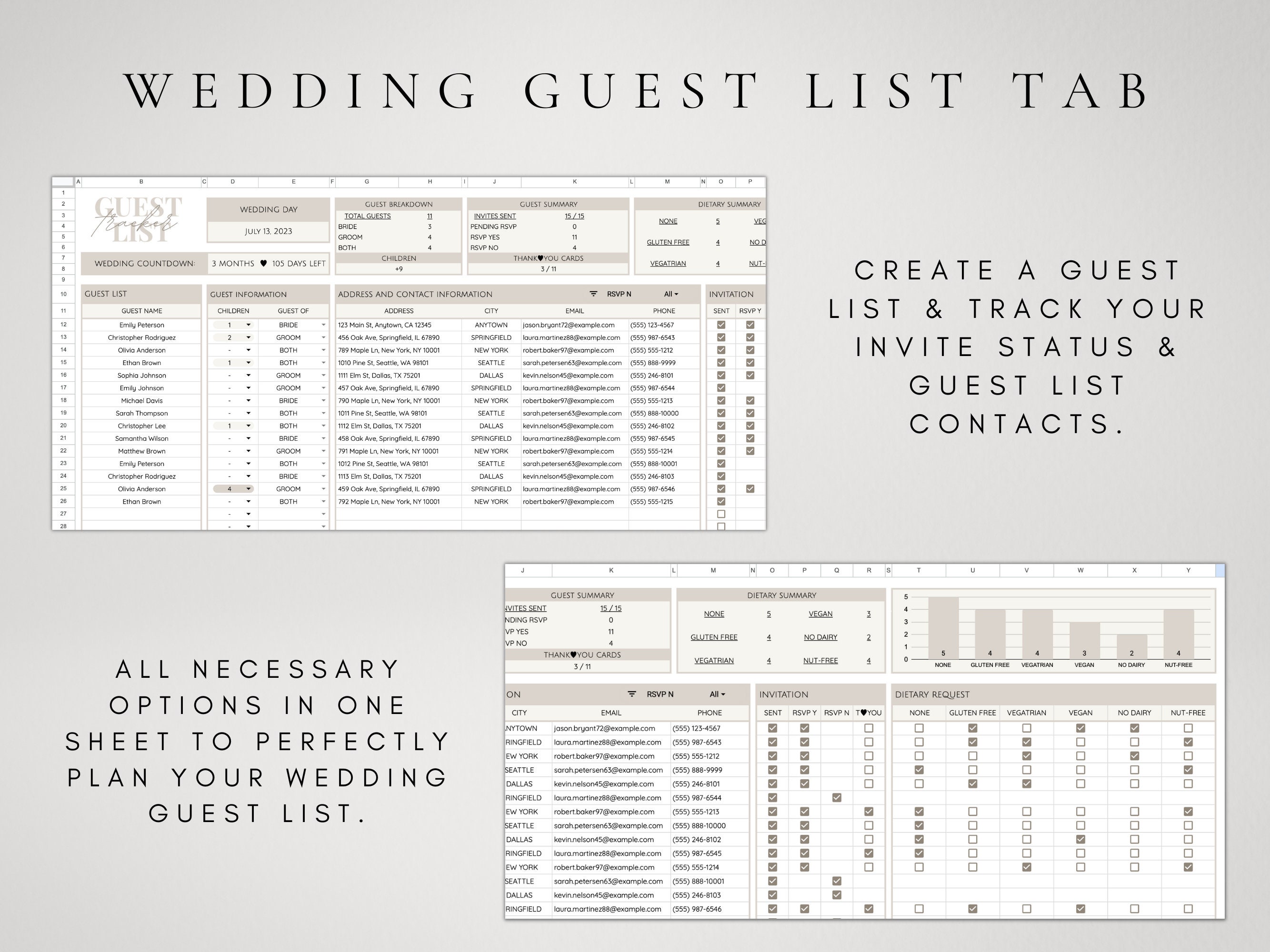 Wedding Guest List Template Wedding Guest List Google Sheets Etsy