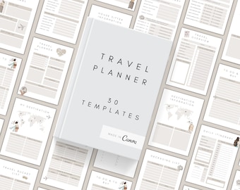 Editable Travel Planner Template | Trip Itinerary Planner | Canva Vacation Planner | Holiday Planner Insert | Digital Travel Planner Bundle