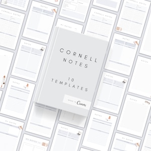 Modello Cornell Notes / Pagine di note / Pagine di carta per taccuino stampabili / Pagina di note stampabili / Modelli di note modificabili e personalizzabili