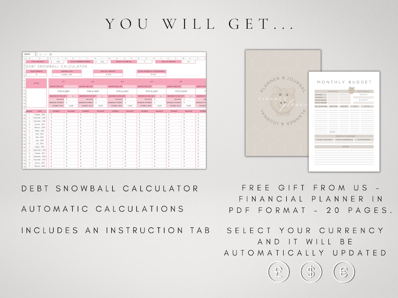 Excel Debt Payoff Calculator Spreadsheet Dave Ramsey Debt Etsy