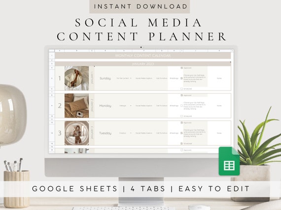 Social Media Content Calendar Content Planner Template - Etsy