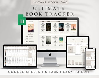 Modèles de feuille de calcul Book Tracker et Reading Tracker Google Sheets | Journal de lecture numérique | Journal numérique numérique | Modèle de critique de livre