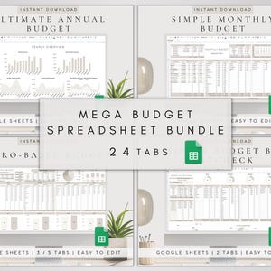 Budget Spreadsheet Google Sheets | Digital Budget Spreadsheet Monthly and Annual Finance Tracker | Personal Finances Spreadsheet Planner image 1