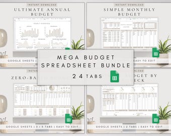 Budget Spreadsheet Google Sheets | Digital Budget Spreadsheet Kit | Monthly Budget | Annual Budget | Personal Finances Spreadsheet Planner