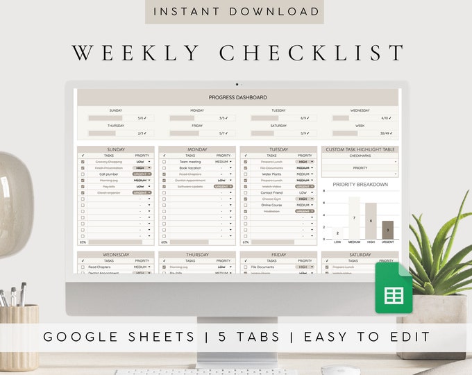 To Do List | Daily to Do List Template | Google Sheets | Task List ...