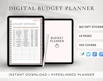 Digitaler Budgetplaner GoodNotes Template | iPad Ausgaben-/Einkommenstracker | Kalender | Abonnement-Tracker | Notability Business Planer