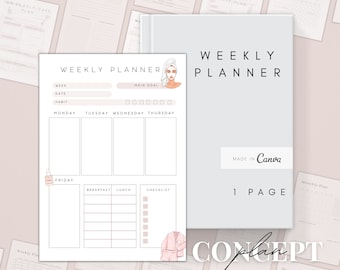 2026 Weekly Planner Printable | To Do List Canva Template | Weekly Goal Planner | Weekly Agenda Pdf| Desk Planner| Meal Planner A5/A4/Letter