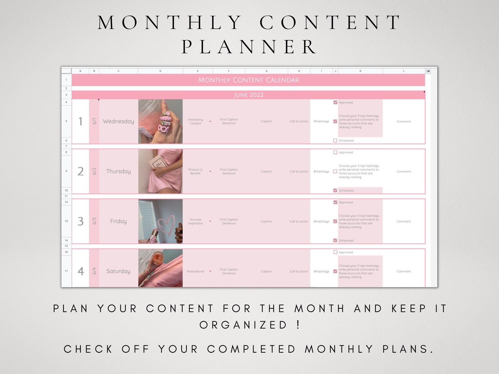 Google Sheets Content Planner Social Media Calendar Social - Etsy