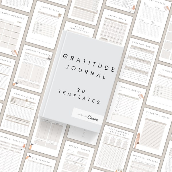 Gratitude Journal Canva | Daily Gratitude Template | Self Care Planner | Daily Journal Template | Positivity, Affirmation, Motivation List