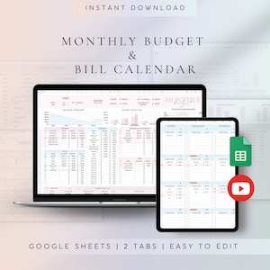 Digital Budget Spreadsheet Template | Monthly Budget Template | Google Sheets Budget | Financial Planner | Personal Budget Planner | Bill