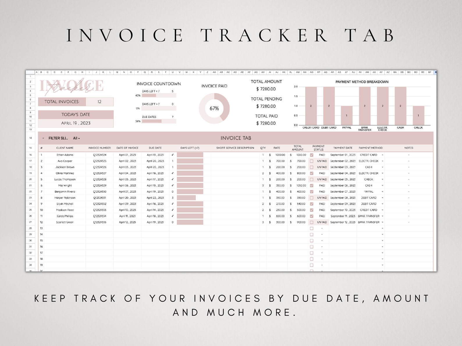 Client Tracker Spreadsheet Template for Small Business | Customer List ...