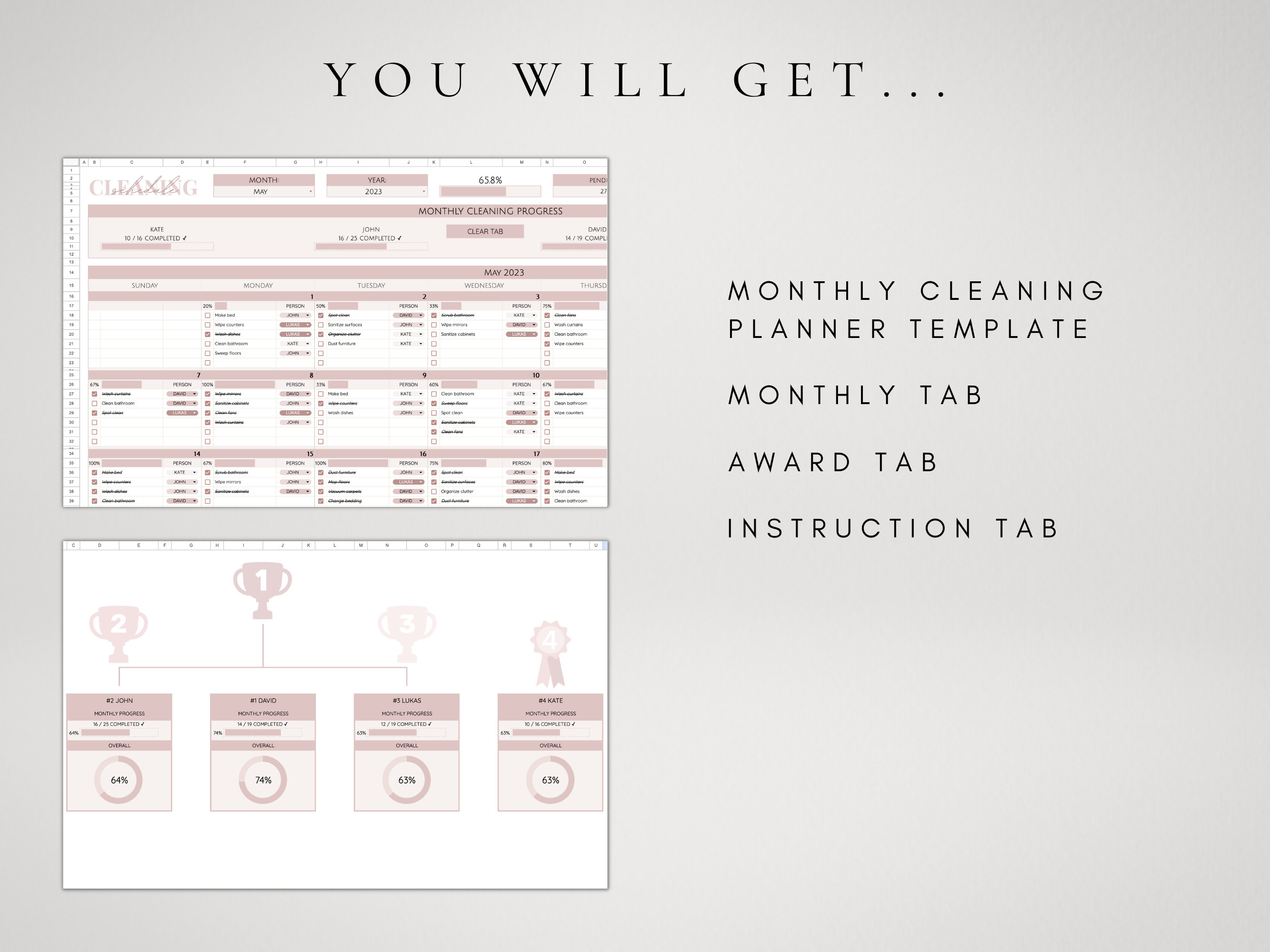 Digital Cleaning Schedule Spreadsheet Template Google Sheets | Family ...