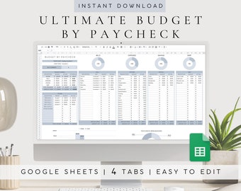 Paycheck Budget Template | Google Sheets Budget Planner | Debt Snowball Calculator |Savings Tracker |Debt Payoff Tracker |Budget Spreadsheet