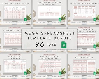 Paquete de plantillas de Google Sheets para planificador / Planificador digital todo en uno / Calendario digital en hoja de cálculo