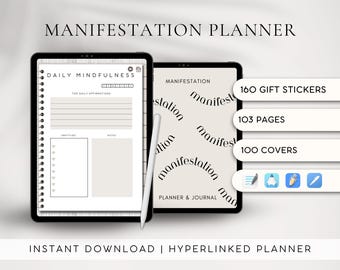 GoodNotes Manifestation Planner | Goal Setting Gratitude Affirmation Log | Vision Board Mindset Tracker
