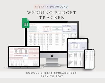 Szablon planowania budżetu ślubnego w Arkuszach Google | Szablon śledzenia budżetu ślubnego | Cyfrowy szablon ślubu | Cyfrowy plan arkusza kalkulacyjnego budżetu
