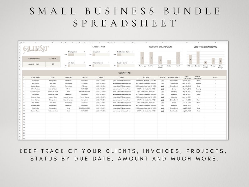 Small Business Spreadsheet Template for Google Client - Etsy