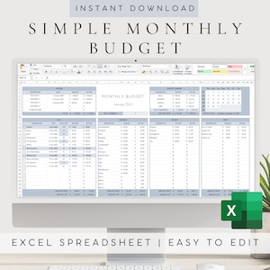 Monthly Budget Excel Spreadsheet | Budget Spreadsheet | Personal Finance Tracker| Editable Budgeting Template| Expense Tracker| Savings Plan