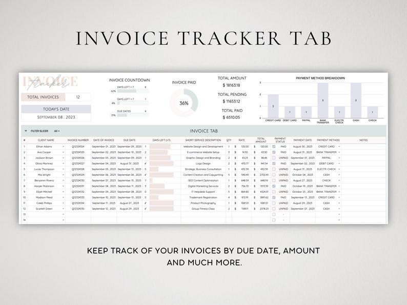 Client Tracker Spreadsheet Invoice Template for Small Business Client ...