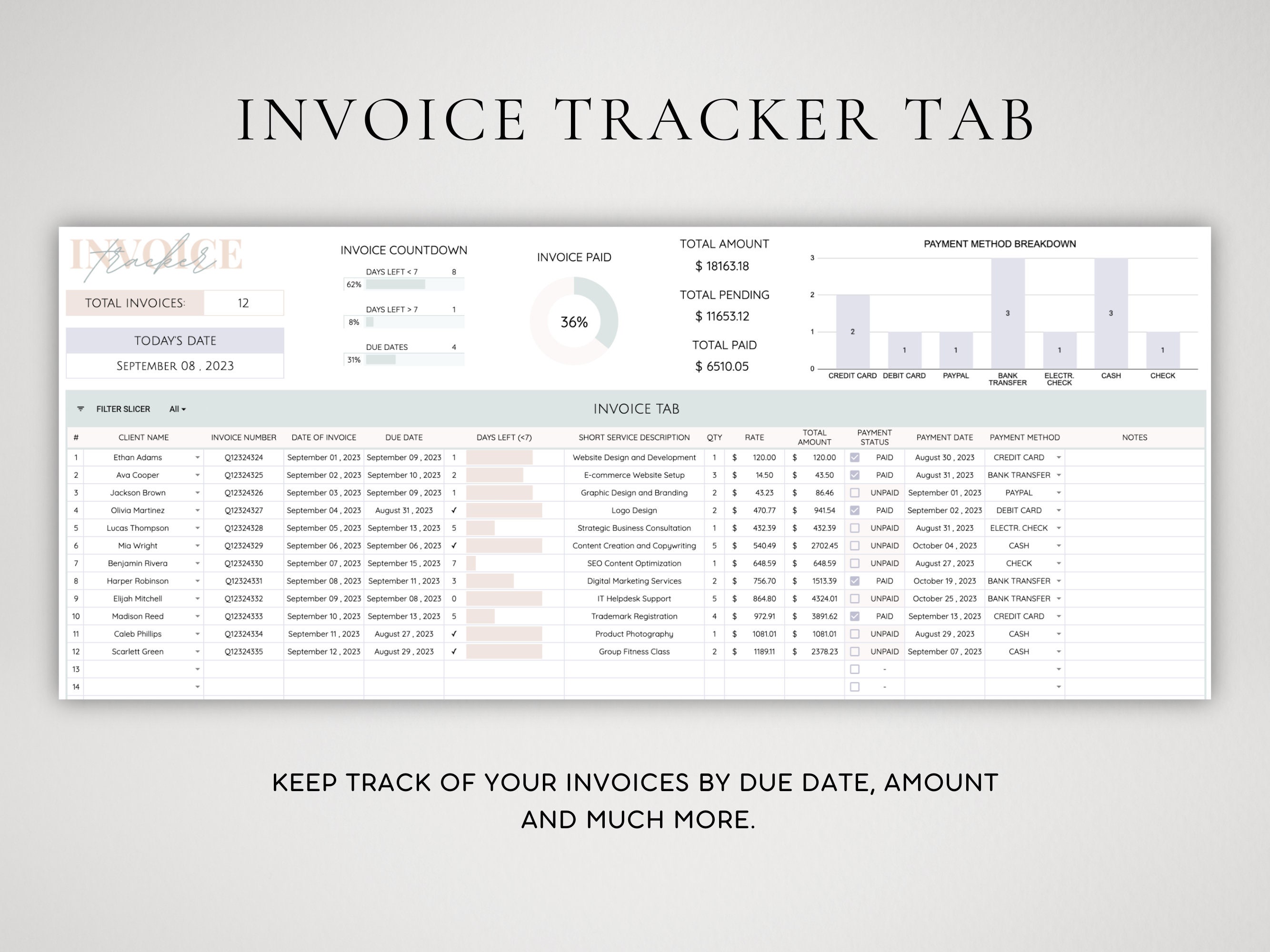 Client Tracker Spreadsheet Invoice Template for Small Business Client ...