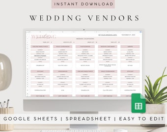Wedding Vendor Digital Tracker Spreadsheet | Wedding Comparisons Service Template | Spreadsheet Vendor Service Providers Digital Planner