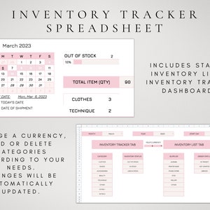 Inventory Tracker Template Spreadsheet Google Sheets Products Inventory Inventory Template Sheet Inventory Log Business Inventory image 6