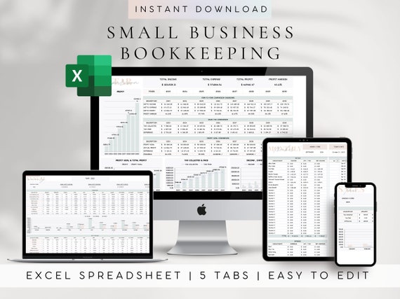 Small Business Bookkeeping Spreadsheet for Excel—Budget, Sales and Tax Tracker Template