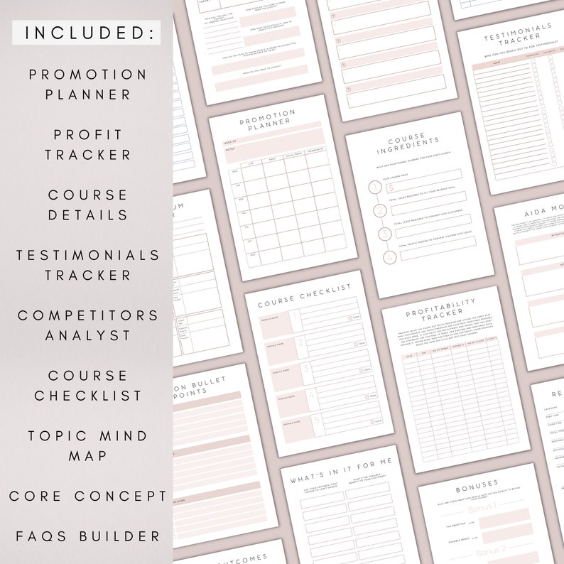 Digital Course Creation Planner | Printable Online Course Promotion ...