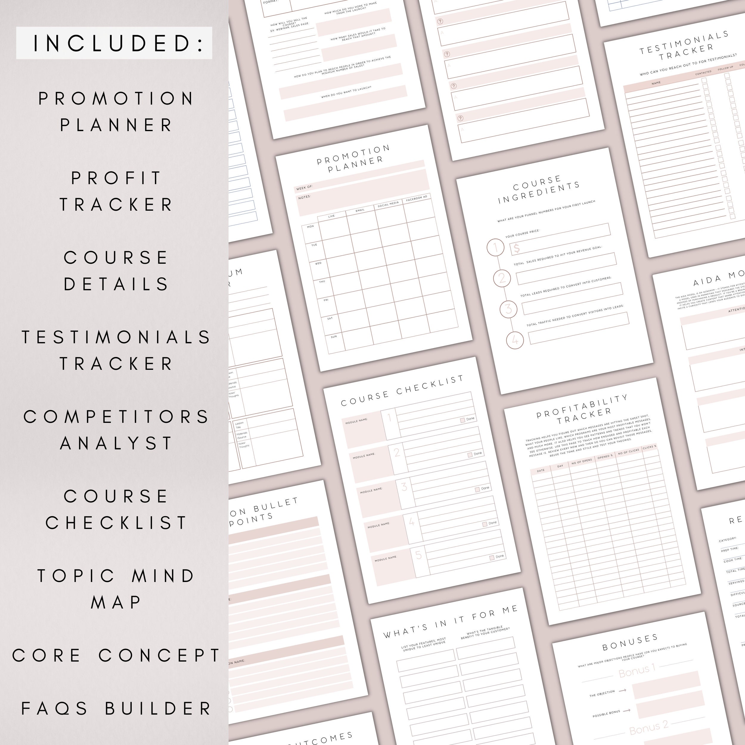 Digital Course Creation Planner | Printable Online Course Promotion ...