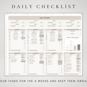 Daily Weekly Checklist Spreadsheet Template | to Do List Template ...