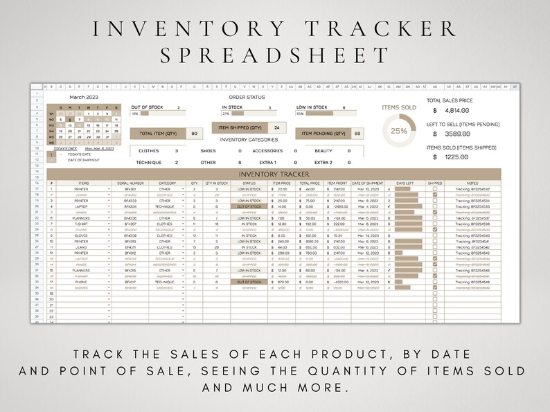 Google Sheets Inventory Tracker Spreadsheet | Product Management Tool ...